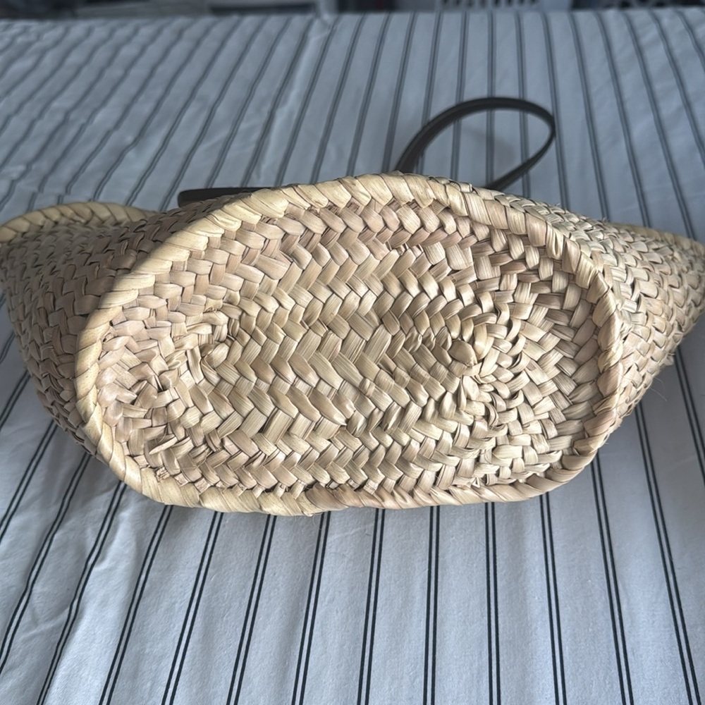 Hereu Alqueria Small Straw Crossbody Tote Natural with Brown Leather - Picture 12 of 17